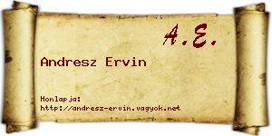 Andresz Ervin névjegykártya